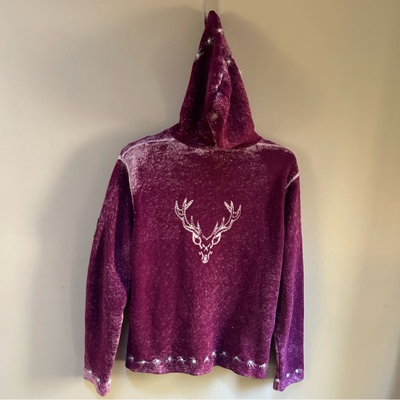 Almgwand ~Vintage Austrian Reindeer Button Front Hoodie Cardigan Sweater~ XL /16 - Picture 6 of 15